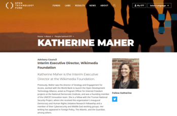 | Wikimedia Foundation executive director Katherine Maher is a member of the advisory board of the US governments technology regime change arm the Open Technology Fund OPT | MR Online