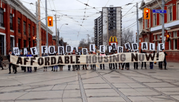 | An affordable housing rally in Toronto in 2018 Photo by Justin GreavesMetroland | MR Online