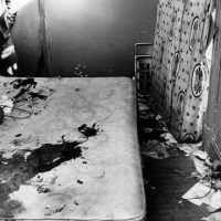 The bloody mattress at the scene of the assassination of Fred Hampton.