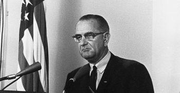 | President Lyndon Johnson announces retaliatory strike against North Vietnam in response to the supposed attacks on US warships in the Gulf of Tonkin on Aug 4 1964 LBJ Library | MR Online