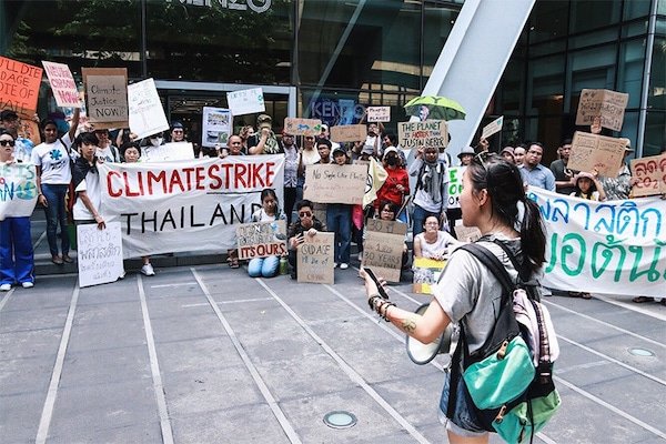| Nanticha Lynn Ocharoenchai before the crowd at Climate Strike Thailand event in May Photo Nanticha Lynn Ocharoenchai Courtesy | MR Online