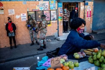 | Street vendors at the Bara taxi rank during a joint patrol by the South African National Defence Force SANDF and the South African Police Service SAPS during the COVID 19 lockdown in Soweto Johannesburg 1 June 2020 Photo Michelle Spatari AFP Getty Images | MR Online