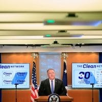 U.S. Secretary of State Mike Pompeo speaks during a news conference at the State Department in Washington, D.C., on Aug. 5, 2020. Photo: Pablo Martinez Monsivais/AFP via Getty Images