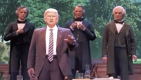 | An audioanimatronic Donald Trump with previous presidents at Disneys Hall of Presidents | MR Online