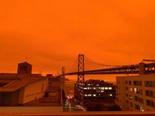 | San Francisco skyline tainted orange from wildfire smoke Sept 9 | MR Online