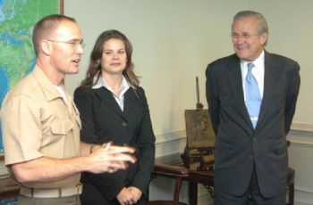 | Future CLS Strategies senior advisor David Romley in his Marines uniform with Secretary of Defense Donald Rumsfeld | MR Online