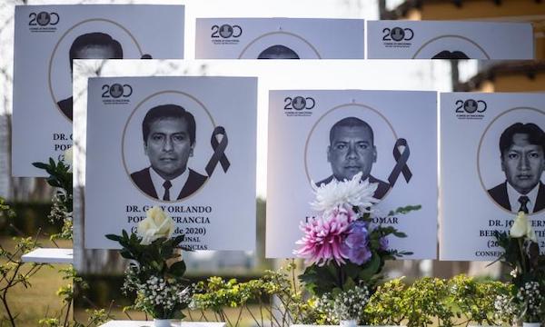 | Images of more than 100 doctors who have died during the pandemic are displayed outside the Medical College of Peru PHOTO AFP | MR Online