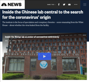 | Even while downplaying speculation about a labratory origin for the novel coronavirus as conspiracy theories NBC 81020 fueled such rumors by describing the Wuhan lab as central to the search for the coronavirus origin | MR Online