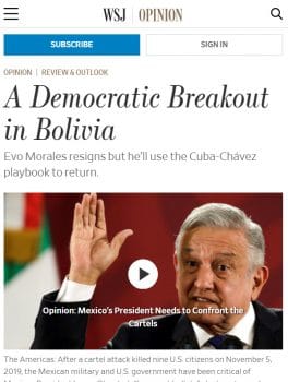 | The Wall Street Journals editorial board decided the events of November constituted a democratic outbreak in Bolivia | MR Online