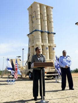 | Ambassador Rice speaks in front of an Israeli missile battery in Tel Aviv during an 2014 visit to Israel Photo | US Embassy Tel Aviv | MR Online
