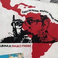 Mural of Paulo Freire at the entrance to the Florestan Fernandes National School of the Landless Rural Workers’ Movement (MST) in Guararema, Brazil, 2018. Richard Pithouse
