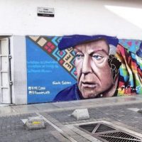 Mural of Eduardo Galeano in Los Apamates Street in Sabana Grande, Caracas, Venezuela (7 December 2017).