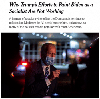 | A pre election piece in the New York Times 101420 included a rare acknowledgment that many of the plans favored by the most liberal wing of Democratic leaders remain popular with wide groups of voters | MR Online