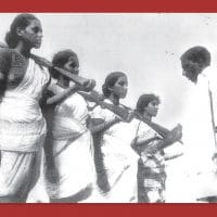Mallu Swarajyam (left) and other members of an armed squad during the Telangana armed struggle (1946-1951)
