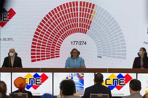 | National Electoral Council President Indira Alfonzo announces the initial results late Sunday night CNE | MR Online