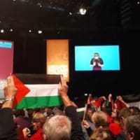 Palestine flags at Labour Conference, September 2018. Photo: James Thomas Griffiths