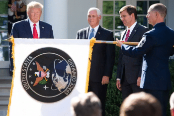 | Trump and Pence unveil new space command logo Source thevergecom | MR Online
