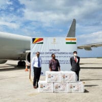 The doses of the vaccine, known in India as Covishield, arrived in Seychelles onboard a special flight operated by an Indian Navy Aircraft January 22, 2021 (Photo: Salifa Magnan, Seychellles News Agency)