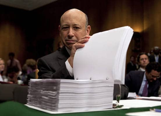 | Goldman Sachs Chairman and CEO Lloyd Blankfein examines a report on his company by the Senate Permanent Subcommittee on Investigations before a 2010 hearing on Wall Street investment banks and the financial crisis AP | MR Online