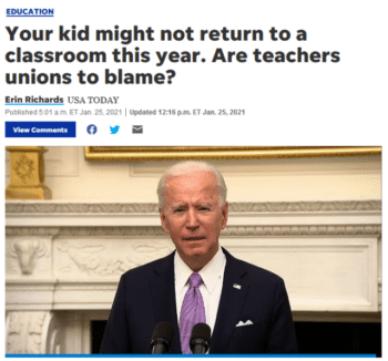 | USA Today 12621 framed the issue with a quote from a parent It feels like the union is looking out for themselvesat the expense of a whole lot of kids and families | MR Online
