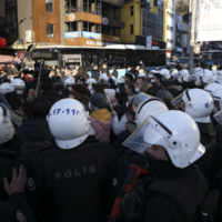 | Riot police officers push back supporters of Bogazici University students during a protest in Istanbul Thursday Feb 4 2021 | MR Online