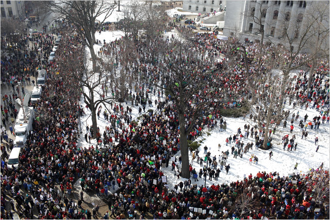 | Protests outside of the Wisconsin state capitol building during 2011 | MR Online