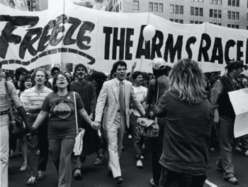 | Supporters of the Freeze movement march at a huge rally in New York City in June 1982 that was attended by hundreds of thousands of people source outriderorg | MR Online