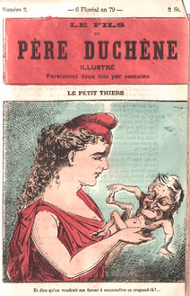 | The Paris Commune hold Thiers as a puny new born baby And dont they want me to acknowledge this little runt Cartoon published in the illustrated magazine Le Fils du père Duchêne issue n°2 6 Floréal 79 CC Wikimedia | MR Online