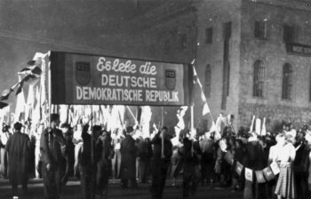 | This photograph shows a mass rally with the Free German Youth that marked the founding of the German Democratic Republic in the Soviet occupation zone Six months before that in May 1949 the Federal Republic of Germany had been founded on the territory of the three western occupation zones The DDR broke with Germanys imperialist past defined itself as a workers and farmers state built socialism and integrated itself economically and militarily into the Eastern Bloc alliances | MR Online
