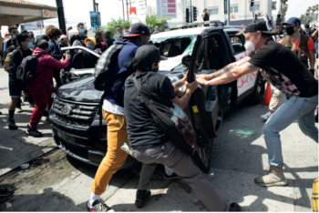 | LOS ANGELES MAY 30 2020 Police car attacked during the protest march against police violence over death of George Floyd | MR Online
