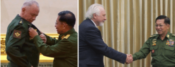 | AFTER left General Alexander Fomin Deputy Russian Defense Minister receiving a medal from General Min Aung Hlaing in Yangon on March 26 2021 Right Pavel Gusev editor in chief of Moskovsky Komsomolets MK at the start of interview with Min Aung Hliang on March 26 2021 | MR Online