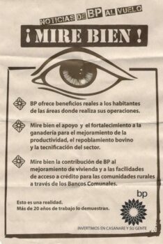 | BP is watching you Leaflet from the corporation to residents of the Casanare oilfield May 2010 | MR Online
