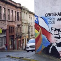 A mural of Salvador Allende in a street in Santiago de Chile, on the occasion of his birth centenary.