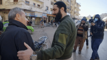 | Mohammad Jolani greeting locals around Idlib as a PBS Frontline crew films | MR Online