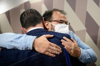 | Ricardo Miranda hugs his brother after their testimony at the senate commission last week Mirandas exposure of Madison Biotechs invoice is now the focus of this rolling investigation Photo Pedro FrançaAgência Senado | MR Online