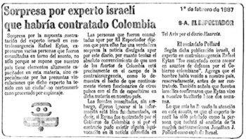 | A now buried report from the Feb 1987 edition of the Spanish language El Espectador on the hiring of Eitan | MR Online