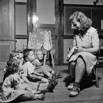 | Children at a child care center sit for story time Gordon Parks Library of Congress The Crowley Company | MR Online