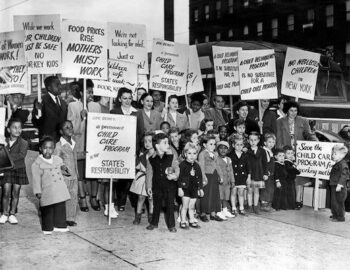 | After WWII parents organized demonstrations like this one in New York on Sept 21 1947 calling for the continuing funding of the centers The citys welfare commissioner dismissed the protests as hysterical Credit The New York Times | MR Online