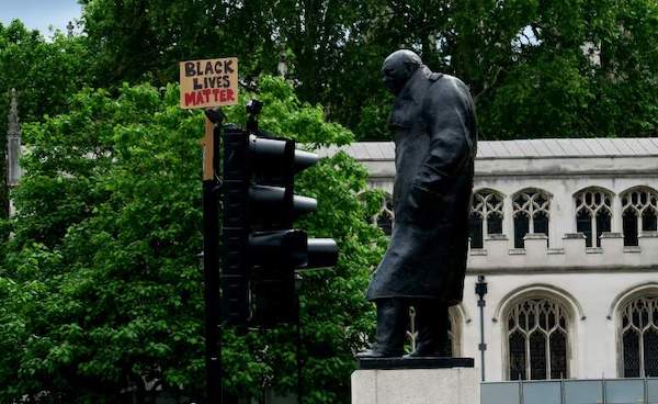 | Black Lives Matter placard near Churchill statue | MR Online
