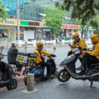 Meituan delivery drivers in Beijing.