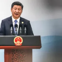 Xi Jinping speaks at a news conference after the G-20 Summit in Hangzhou in 2016. He formed his faction in the city years earlier.