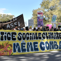 The general theme of the Montréal demonstration – “Justice sociale, Climate justice, même combat.”