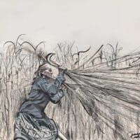 Junaina Muhammed (India) / Young Socialist Artists, A woman working in the korai fields, where women often work from a young age to earn a living.