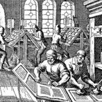 A 16th Century printing press. Commonwealth views were widely disseminated in books, pamphlets and broadsides.