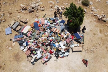 | An aerial photo of the demolition of the Khirbet Humsa community in the Jordan Valley occupied West Bank July 8 2021 Oren Ziv | MR Online