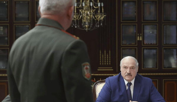 | Belarusian President Alexander Lukashenko right pauses during a meeting with high level military officials in Minsk Belarus Aug 5 2021 | MR Online