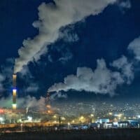 Emissions from coal-fired power plants contribute to the air pollution in Ulaanbaatar, Mongolia