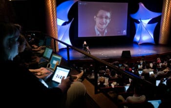 | Edward Snowden participates in an EFF event at the 2014 Personal Democracy Forum in New York | MR Online