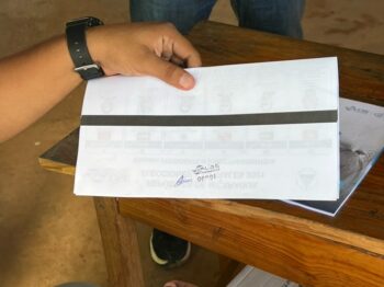| Bilwi Voting Center 1 close up of stamped ballot | MR Online