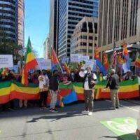 Ethiopian and Eritrean Americans and their supporters marched down Market Street, San Francisco, to protest US hybrid warfare against their home countries.